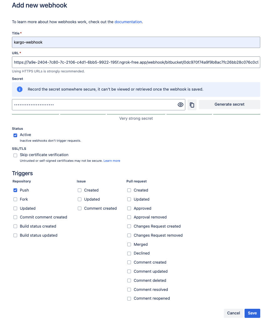 Add New Webhook Form